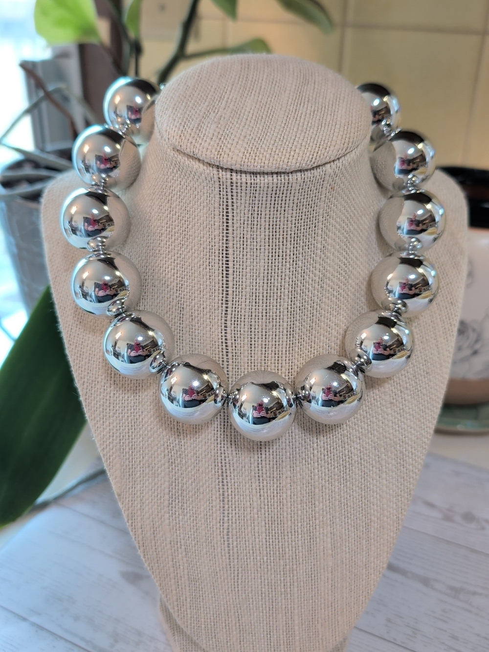Classic Silver Ball Necklace - Elegant Statement Necklace